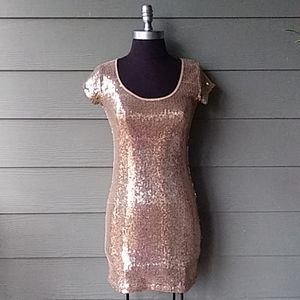 Stunning Gold Sequin Cocktail Dress | Holiday and New Year's Eve Party Dress
